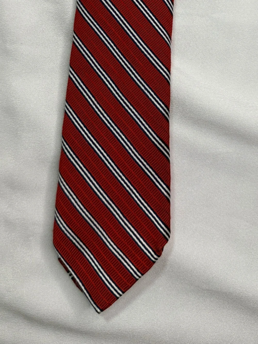 Brooks Brothers Made in New York Silk Cotton Red Striped Men's Necktie